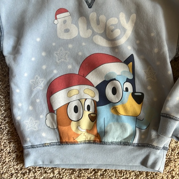BNWOT super soft & warm 4T Bluey & Bingo Xmas/Winter graphic crewneck top! - Picture 3 of 7
